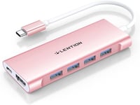 Hub Usb C Avec Hdmi 4K,4 Usb 3.0,Charge De Type C Adaptateur Usb C Compatible Macbook Pro 2023-2016,Nouveau Mac Air,Iphone 15 Plus Pro Max,Autres Appareils De Type C(C35H,Or Rose)