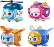 Super Wings Super Pets – Lot de 4 Figurines d'action Super Pets Jerome, Golden Boy, Shine, Ellie, avec Effet de lumière et Expressions d'émotion changeantes, Cadeaux pour Enfants à partir de 3 Ans