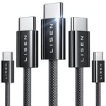 LISEN USB Type C to Type C Cable, [5-Pack, 1M+1M+2M+2M+3M] Charger Cable Type C, 60W Type C to Type C Cable Fast Charging for iPad Air Pro 2024,Mini, Samsung S24, Google Pixel, MacBook, iPhone 15 Pro