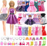 41 Pieces compatible with Barbie Clothes, Including 10 Fashion Dress, 20 Pairs 