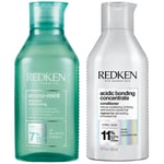 Redken Amino Mint Scalp Cleansing for Greasy Hair Shampoo and Acidic Bonding Concentrate Conditioner Bundle