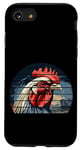 Coque pour iPhone SE (2020) / 7 / 8 Rétro coucher de soleil blanc poulet/tête de coq jeu de volaille art