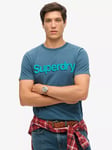 Superdry Classic Core Logo Shadow T-Shirt, Blue Bottle