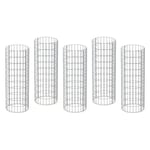 Set de 5 Colonne en Gabion - ECD GERMANY - Ø 35x100 cm - Rond Spirale - Acier Galvanisé - Mailles 5x10 cm