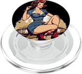 Retro Patriotic Pin-up Vintage USA Flag American Beauty Girl PopSockets PopGrip pour MagSafe