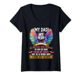 Womens Memory My Dad In Heaven, Remembrance Proud Family Memorial V-Neck T-Shirt