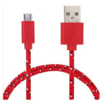 Cable Tressé pour HUAWEI P smart+ 3m Universel Chargeur Connecteur Micro USB Tissé Nylon - ROUGE