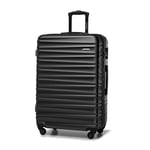 WITTCHEN Valise de Voyage Bagage à Main Valise Cabine Valise Rigide en ABS avec 4 roulettes pivotantes Serrure à Combinaison Poignée télescopique Groove Line Taille L Noir