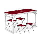 FTFTO Décoration de Salon Table Pliante et Chaise Ensemble Table Auto-Conduite Table Pliante Portable Table publicitaire Orange + 6 chaises