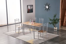 1 XSET TABLE AVEC 4 CHAISES 120X70 CM BOIS CLAIR