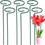 6-pack växtstöd för blommor, metallstöd för enstaka stjälkar, trädgårdsstöd för amaryllis, orkidé, lilja, ros, tomater, mörkgröna