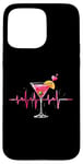 Coque pour iPhone 15 Pro Max Verre à cocktail Motif battements de cœur Martini