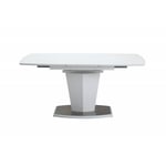 Table extensible blanche 120 à 160 cm pied acier brosser - dona