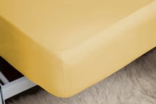 200 Thread Count Fitted Sheet 28cm in Polycotton King Bed Size Saffron Yellow