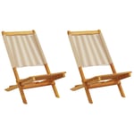 Prolenta Premium - Chaises De Jardin Lot De 2 Beige Bois D'acacia Et Polypropylène