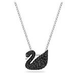 Swarovski womens Pendant Necklace, Swarovski Iconic Swan Necklace, Crystals,Rhodium plated / Black, One Size