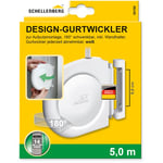 Schellenberg 50150 Enrouleur de sangle pour volet roulant Design Mini, avec sangle 14 mm x 5 m et support mural, blanc