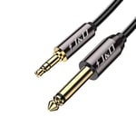 J&D 6.35mm (1/4 inch) TS to 3.5mm (1/8 inch) TRS Cable, Gold-Plated 1/4 inch Male to 3.5mm (1/8 inch) Male Mono Interconnect Heavy Duty Stereo Aux Jack Adapter Cable, 3.3 Feet