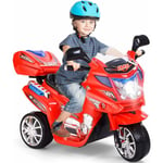 Goplus - Moto Electrique a 3 Roues pour Enfants,Interrupteur au Pied avec Fonction Avant et Arriere, Panneau de Commande avec Sons et Musique,