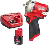 MILWAUKEE M12FIW38-0 12V M12 FUEL 3/8" IMPACT WRENCH + 2AH BATTERY and CHARGER