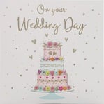 On Your Wedding Day, Card. Traditional Card With A Cake Design. Blank Inside.