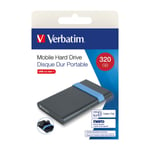 kunnostettu Verbatim Mobile Hard Drive 320 Gt ulkoinen kovalevy