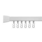 Croydex Professional Profile 800 Straight Shower Rail with Hooks and Gliders, 183 cm, White