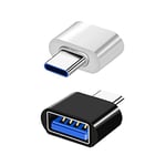 Magnet Adaptateur USB C vers USB 2.0, Lot de 2, OTG Adaptateur USB-C vers USB-A Compatible avec MacBook, Smartphones USB C et Périphériques Type-C (Noir et Blanc)