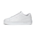 PUMA Women's Smash Platform V3 Sneaker, White Silver, 8.5 UK