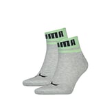 PUMA New Heritage Quarter Hosiery, Grey melange/neon green, 6-8