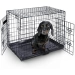 Maxxpet - Cage pour Chien 63x44x50 cm - Avec poignée - Caisse de transport pliante - 2 Portes - Panier de Transport pour Chien - Banc pour chien