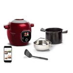 Moulinex Cookeo+ Connect Multicuiseur intelligent, Capacité 6 L, en nc, Cuisson haute pression, 6 modes de cuisson, Connection Bluetooth, 200 recettes intégrées, Application dédiée, Rouge CE86E510