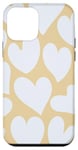 iPhone 12 mini Aesthetic White Hearts on Beige, Danish Pastel, Teen Girls Case