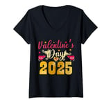 Womens Funny Happy Valentines Day Heart Love Valentine Men Women V-Neck T-Shirt