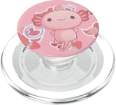 Cute Kawaii Axolotl Cat Aesthetic Pink Cloud PopSockets PopGrip for MagSafe