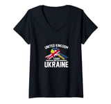 Womens United Kingdom Stands With Ukraine Ukrainian UK Flag V-Neck T-Shirt