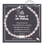 DOA Birthday Gift for 12 Year Old Girl Adjustable Natural Stone Beads Bracelet Present for 8th 9th 10th 11th 12th 13th 14th 15th 16th Daughter Granddaughter Sister Friend with Gift Card & Box