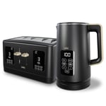 Cello Digital Kettle and Digital 4 Slice Toaster Set Kettle Temperature Control, 3000W Rapid Boil. Toaster Digital Control Panel, Wide Slot, 7 Browning Levels, Auto Stop, Colour Black