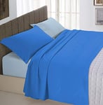 Italian Bed Linen CL-NC-royal/azzurro-1P Natural Color ensemble de draps de lit, royal/Bleu clair, Single, 100 % Coton