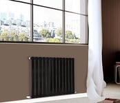 NRG Modern Horizontal Flat Panel radiators | Black 600 x 884 mm Single Column Designer Bathroom Radiator Heater