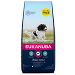 Eukanuba-kuivaruoka 15 + 3 kg kaupan päälle! - Adult Medium Breed Chicken