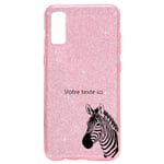 Coque Iphone XR paillettes rose zebre jungle personnalisee