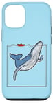 Coque pour iPhone 15 Baleine bleue et bateau rouge papier origami bateau biologiste marin