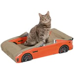 PawHut Cat Scratching Board, 2 in 1 Cat Scratcher Cardboard, Car-shaped Cat Scratch Bed with Catnip, for Indoor Use, 50 x 30 x 12.5cm, Red