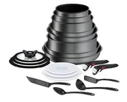 Tefal Ingenio Daily Chef ON 20 pieceNon-Stick Pan Set, 22&24&26&28 cm Frying pans, 16&18&20 cm Saucepans, 24 cm Sautepan, 16&18&20cm Glass Lids, 16&18&20 cm Hermetic Lids, Removable Handles, L7619402