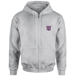 Transformers Decepticon Embroidered Unisex Zipped Hoodie - Grey - XS