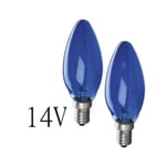 Blå glödlampa kronljus E14 5W 14V 2-pack