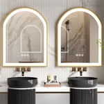 Gold Arch LED Lighted Bathroom Mirror Wall Makeup Desk Table LED Anti-fog Mirror