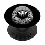 Magic Cube Fingerprint - Amateur de cubes graphiques vintage PopSockets PopGrip Adhésif