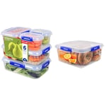 Sistema KLIP IT PLUS Food Storage Containers | 6 Piece Airtight Containers Set (2 x 400 ml, 3 x 1 & KLIP IT PLUS Food Storage Container | 5.5 L Square | Stackable & Airtight Fridge/Freezer